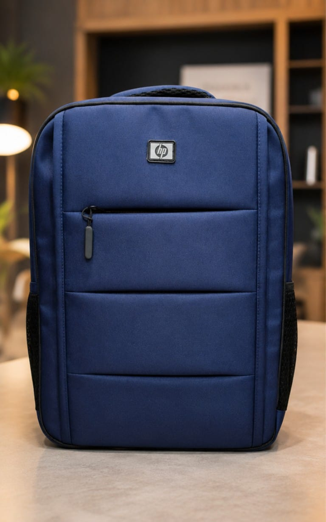HP Premium Laptop Backpack front view navy blue